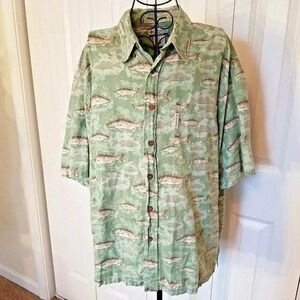 Columbia River Lodge Fishing Button Down Shirt LRG